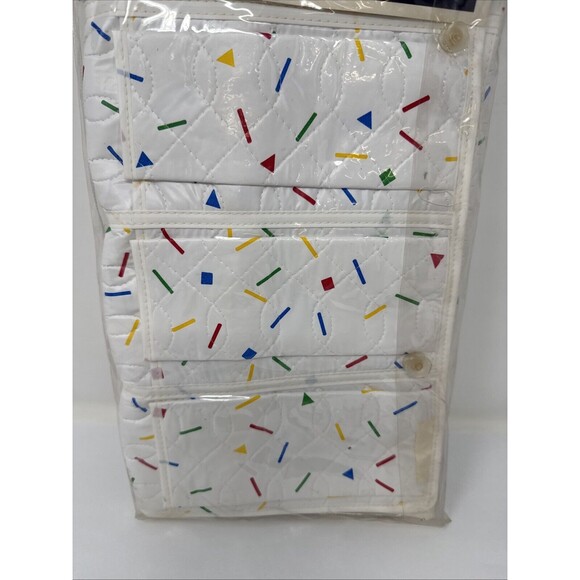 Vintage Shoe Holder Bag 12 Pocket Closet Hanging 30” x 18” NOS 1980s Confetti - Picture 4 of 7